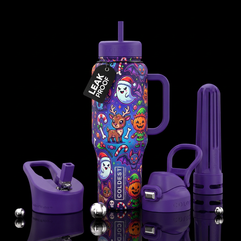 Halloween Christmas cartoon mash up cute funny sca... water bottle design
