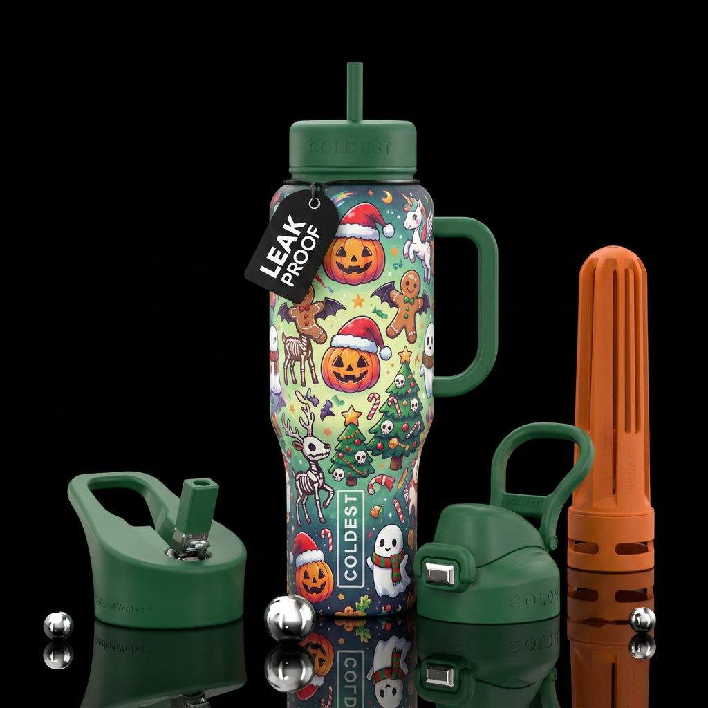 Halloween Christmas cartoon mash up cute funny sca... water bottle design