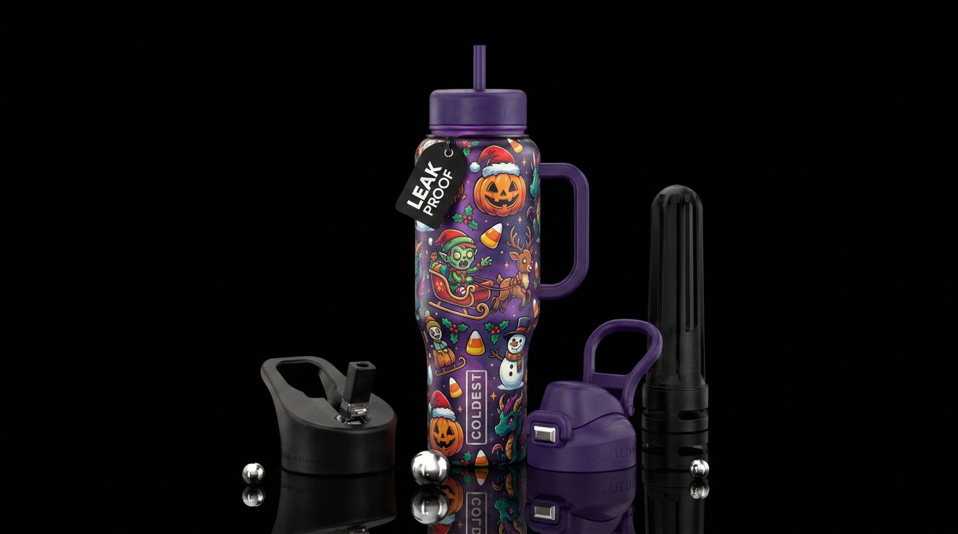 Halloween Christmas cartoon mash up cute funny sca... water bottle design