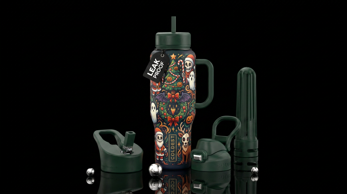Halloween Christmas cartoon mash up cute funny sca... water bottle design