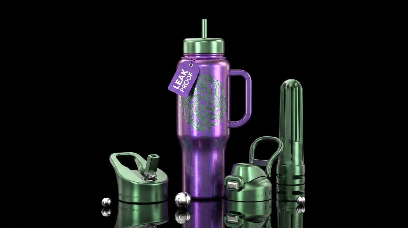 Shiny Shimmering enchanted metallic purple with sh... water bottle design