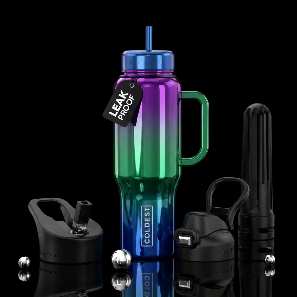 Glossy purple green blue ombred, vibrant, beautiul... water bottle design