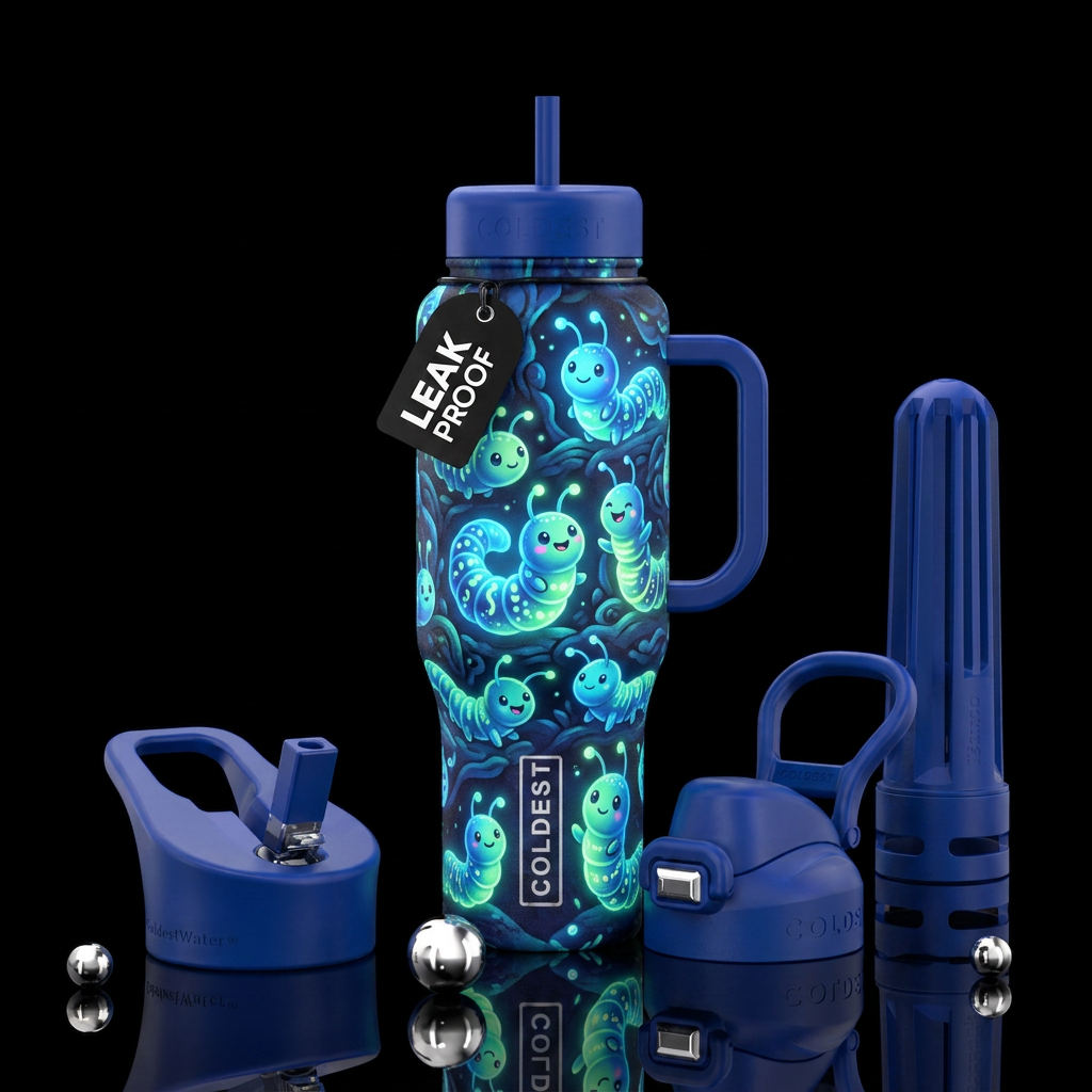 Baby Glow worms glowie, funny, vibrant, beautiul, ... water bottle design