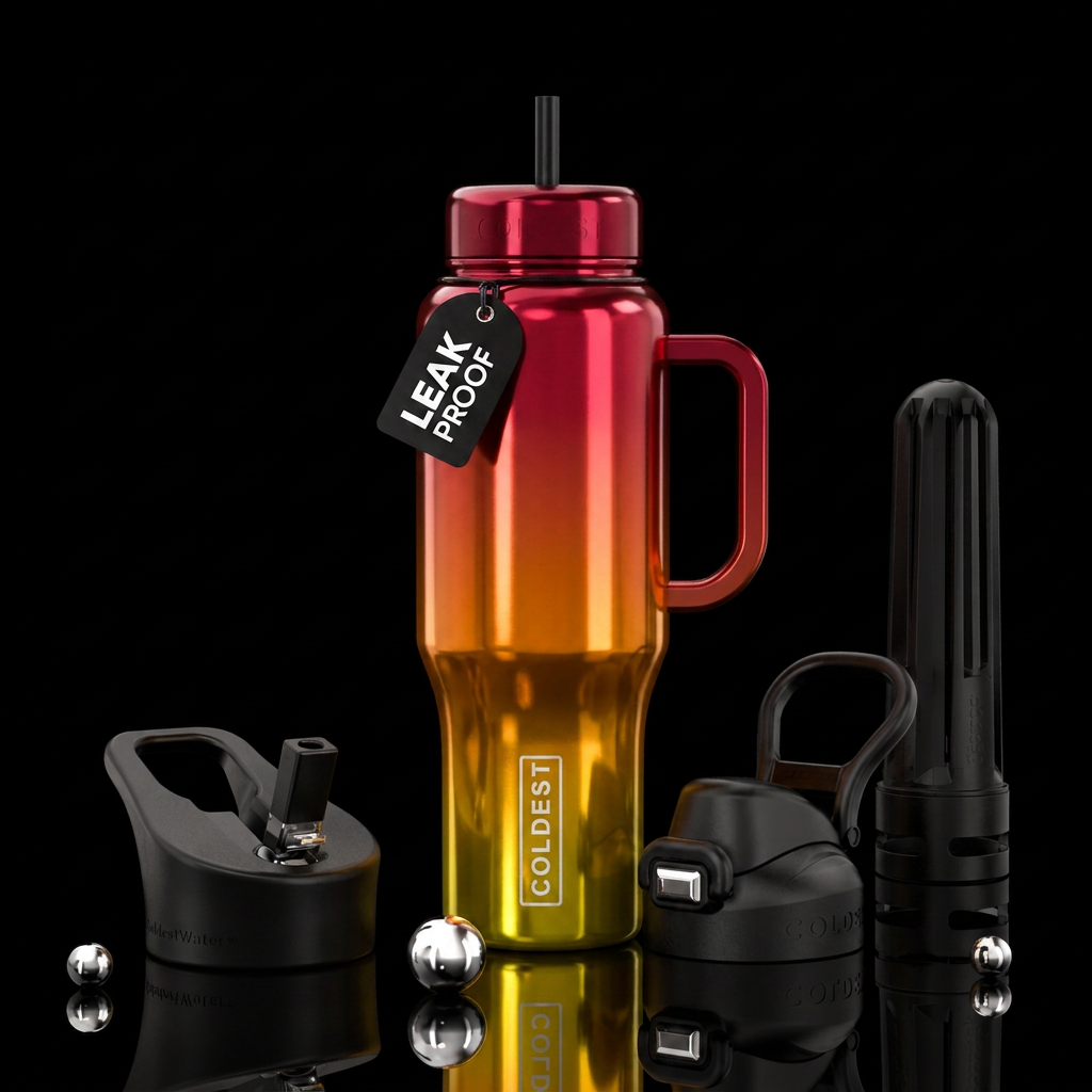 Shiny metallic candy apple red, shiny metallic ora... water bottle design
