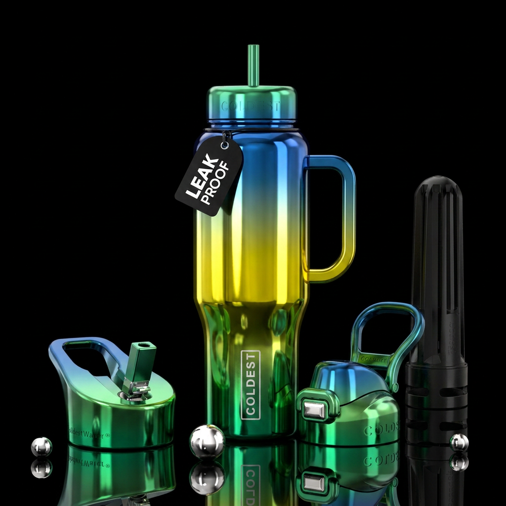Shiny metallic green shiny metallic yellow shiny m... water bottle design