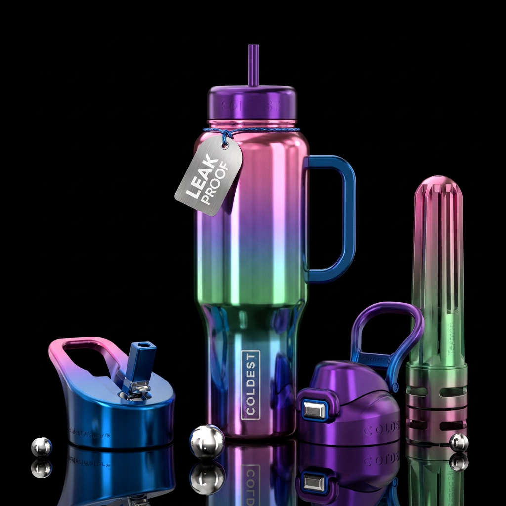 Shiny metallic pink shiny metallic purple shiny me... water bottle design