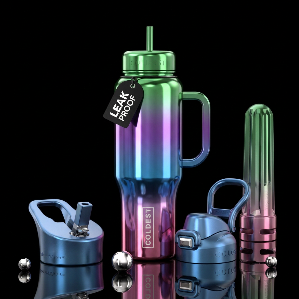 Shiny metallic green shiny metallic purple shiny m... water bottle design