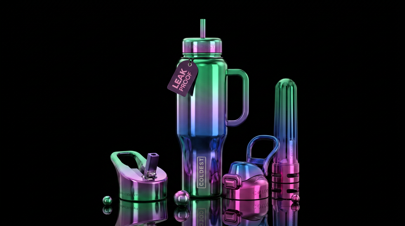 Shiny metallic green shiny metallic purple shiny m... water bottle design