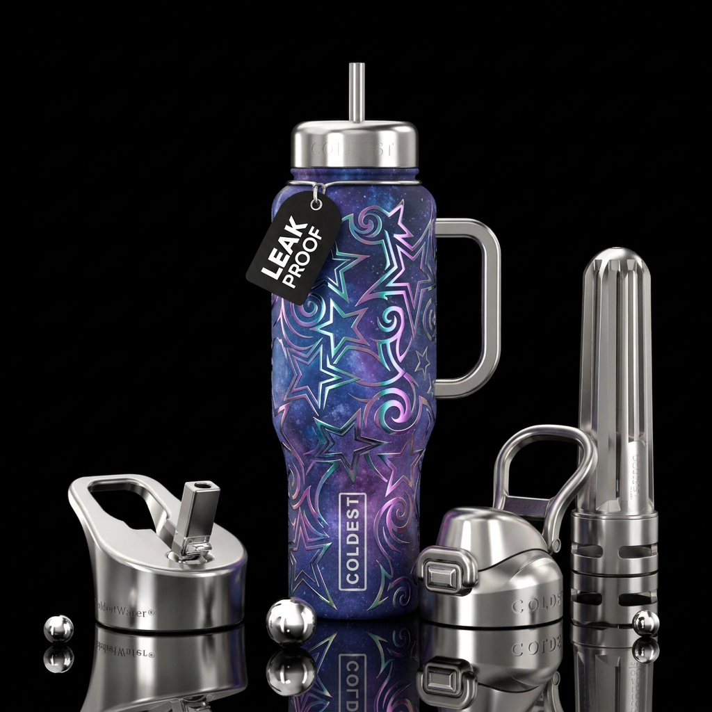 Shiny metallic color changing star outlines and me... water bottle design