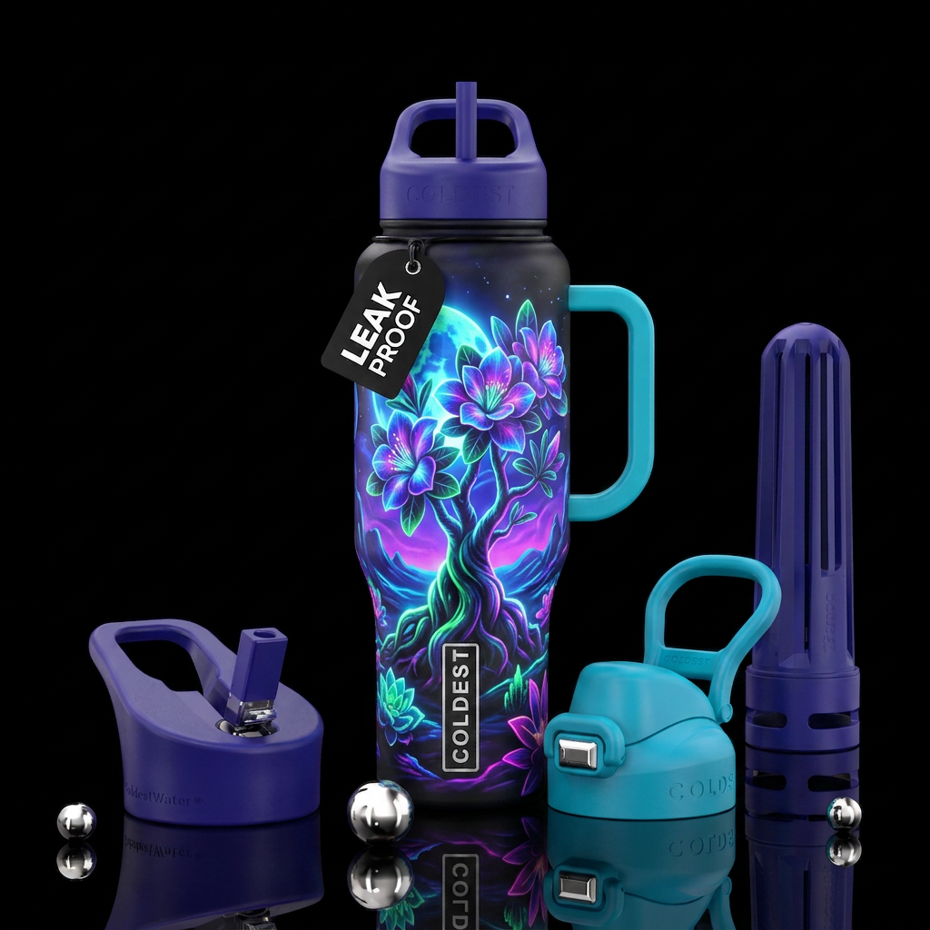 Exotic desert roses under the moonlight dreamy, ne... water bottle design