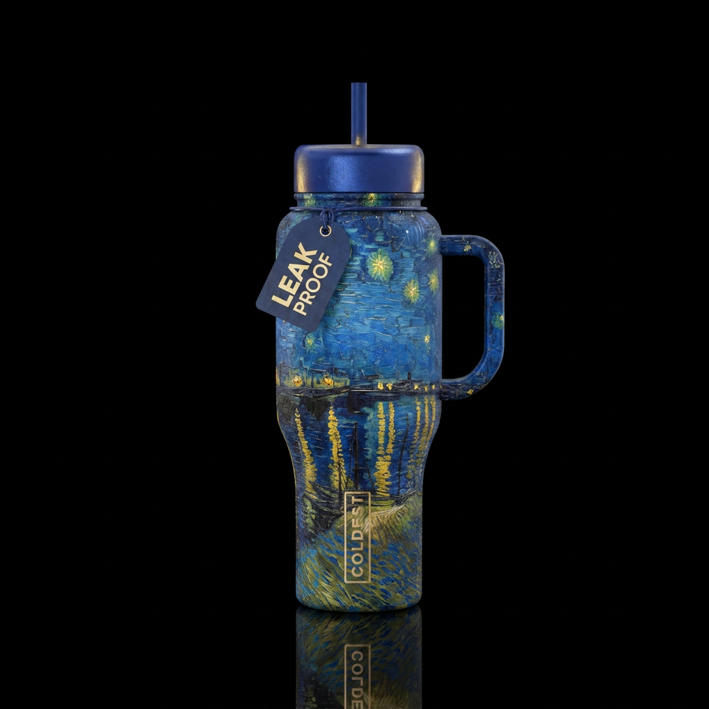 Starry Night Over the Rhone Van Gogh, beautiul, vi... water bottle design