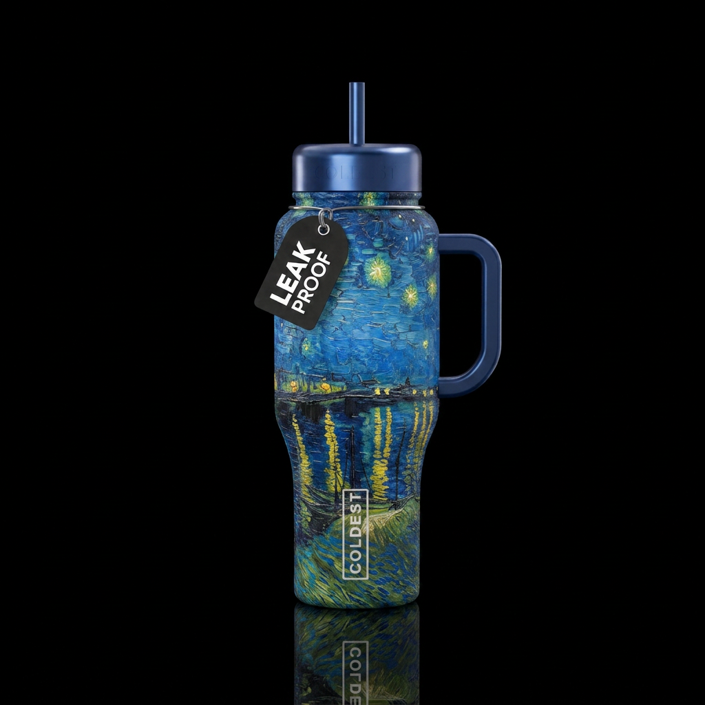 Starry Night Over the Rhone Van Gogh, beautiul, vi... water bottle design