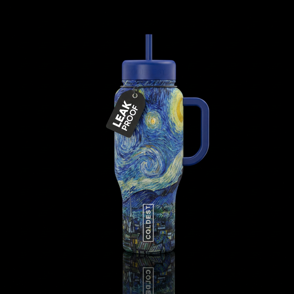 Vincent Van Gogh beautiul mezmering paintings, vib... water bottle design
