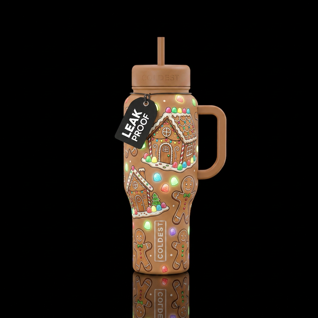 Light brown background with hand drawn cartoon sty... water bottle design