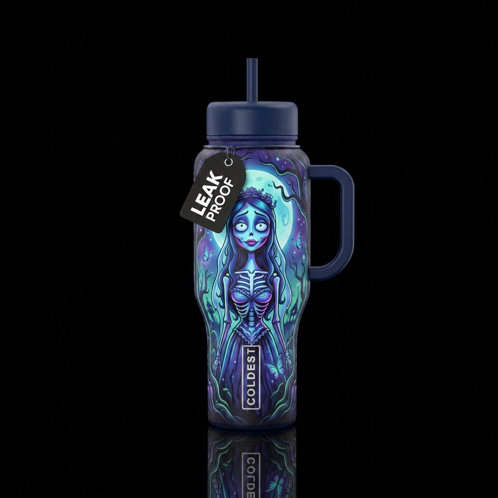 Corpse Bride inspired, fantasy, vibrant, beautiul,... water bottle design