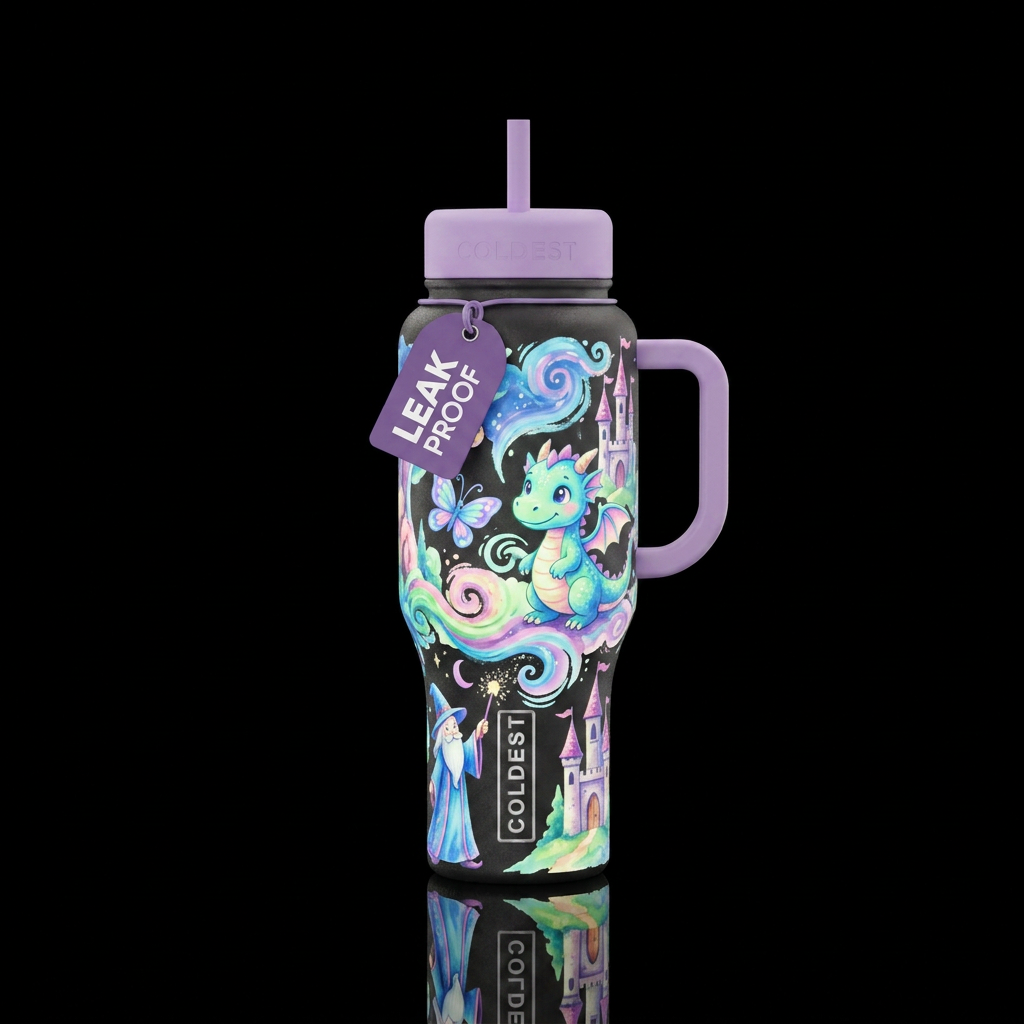 Childrens finger painting artwork glow in the dark... water bottle design