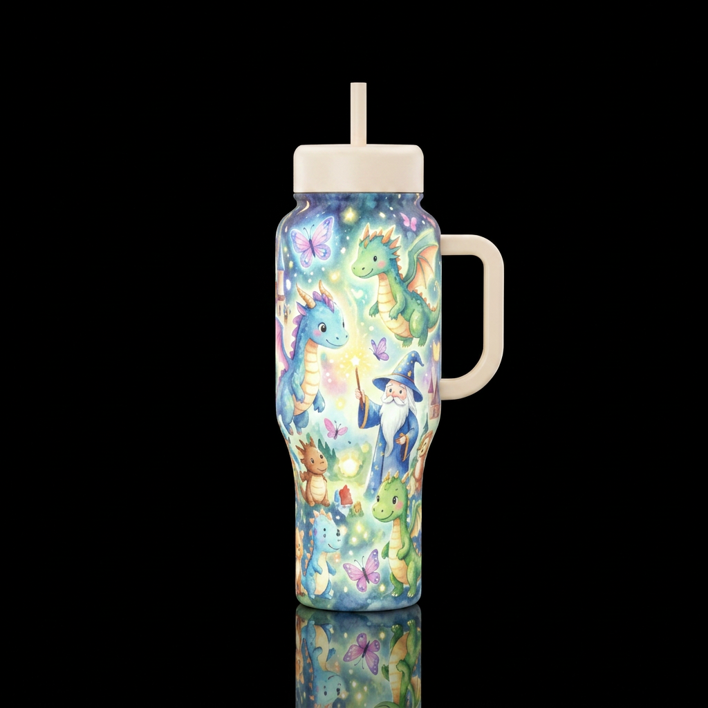 Childrens finger painting artwork glow in the dark... water bottle design