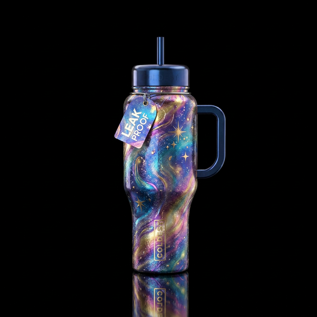 Shiny metallic fantasy nova inbued, vibrant, beaut... water bottle design