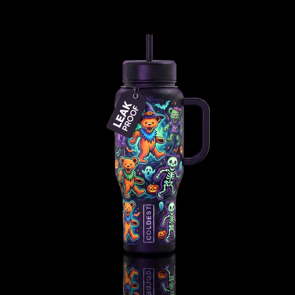 Grateful Dead  Halloween inbued Bears inspired glo... water bottle design