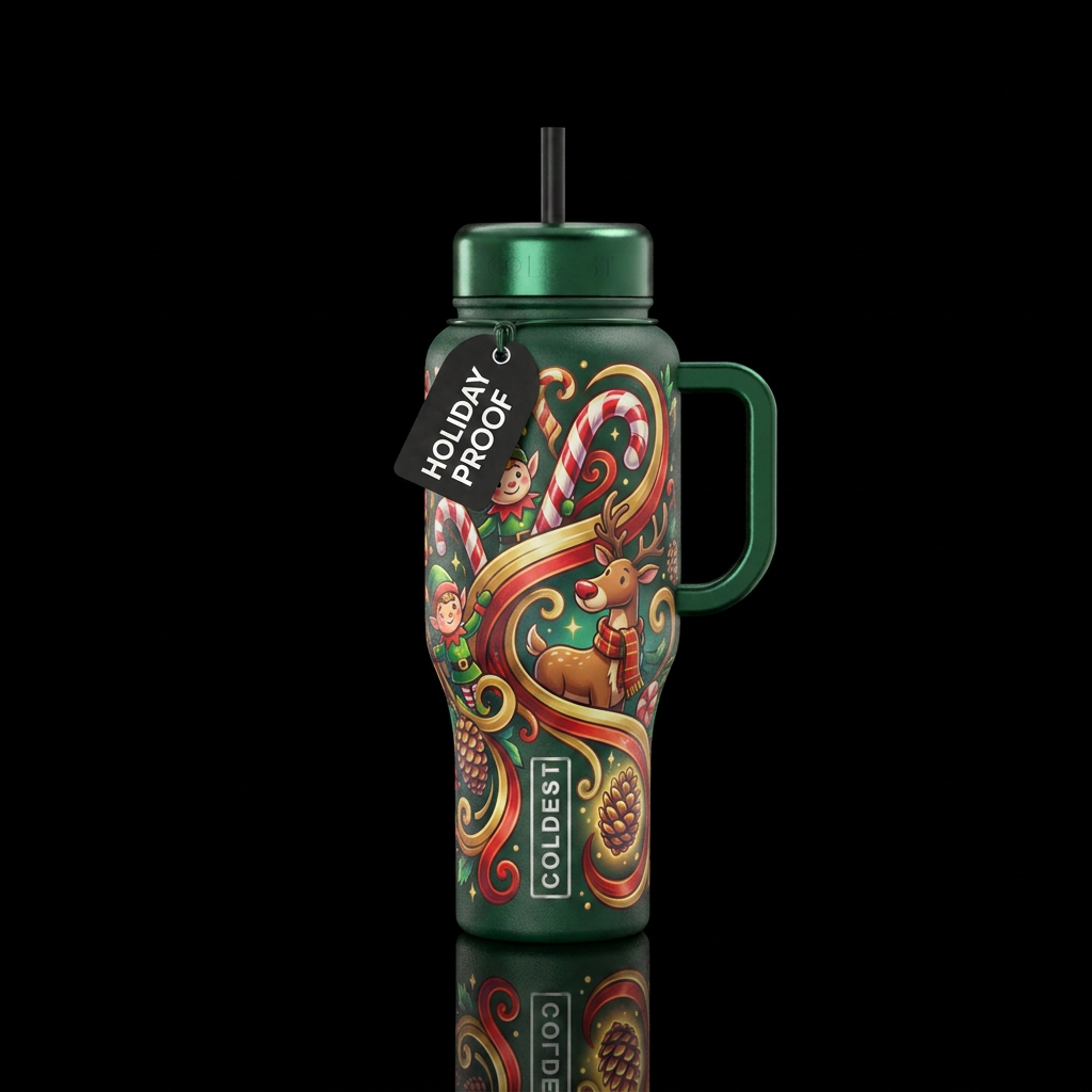 Christmas swirl, funny, beautiul, vibrant, magical... water bottle design