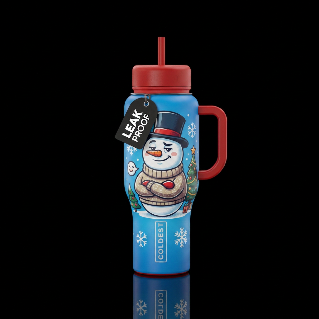Mr. Snowy's Dad, christmas snowman cute funny cart... water bottle design