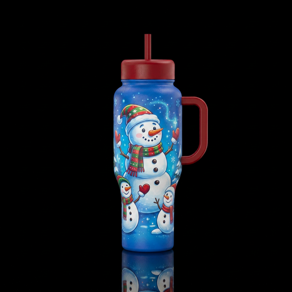 Mr. Snowy's Dad, christmas snowman cute funny cart... water bottle design