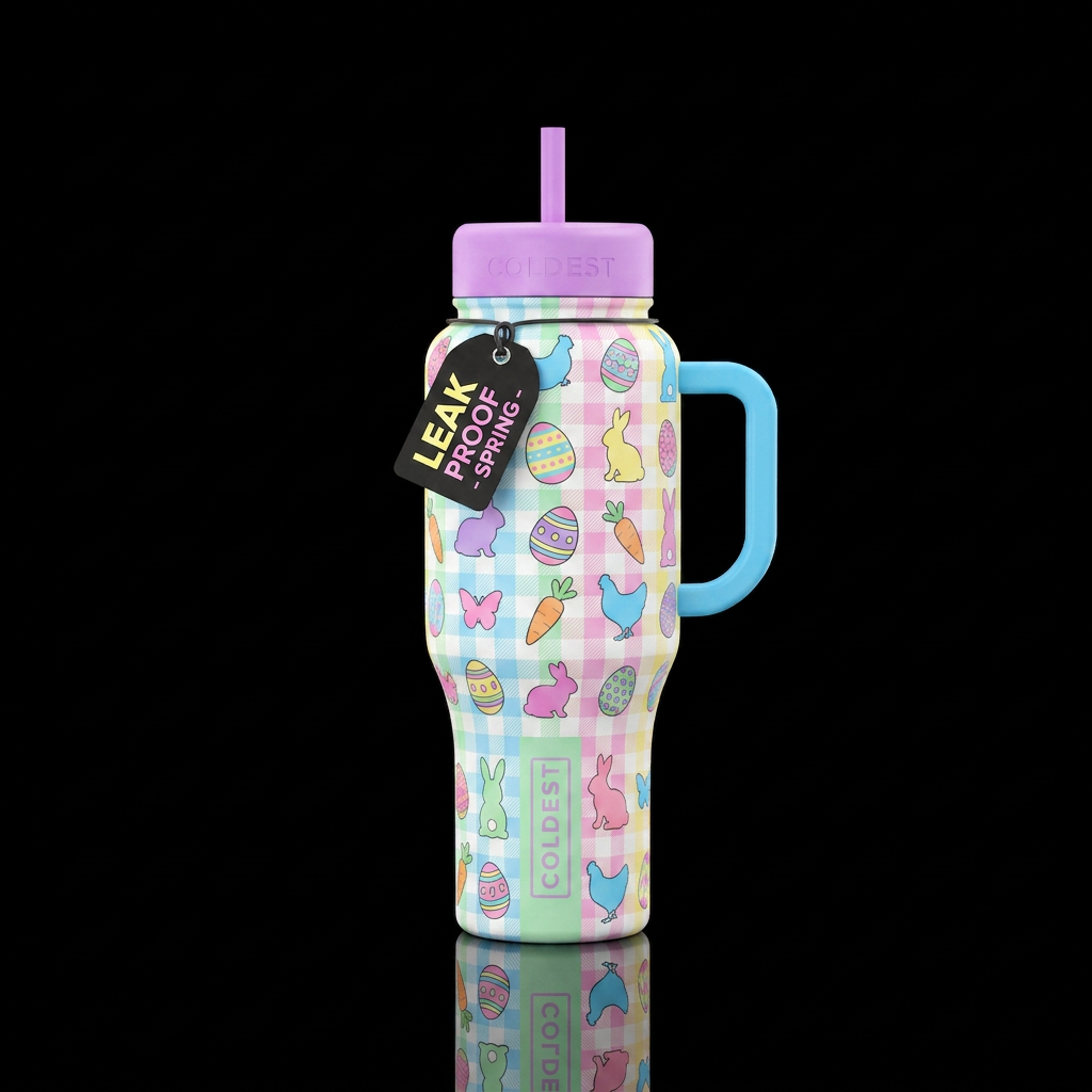 Easter eggs carrots bunny silhouettes chicken silh... water bottle design