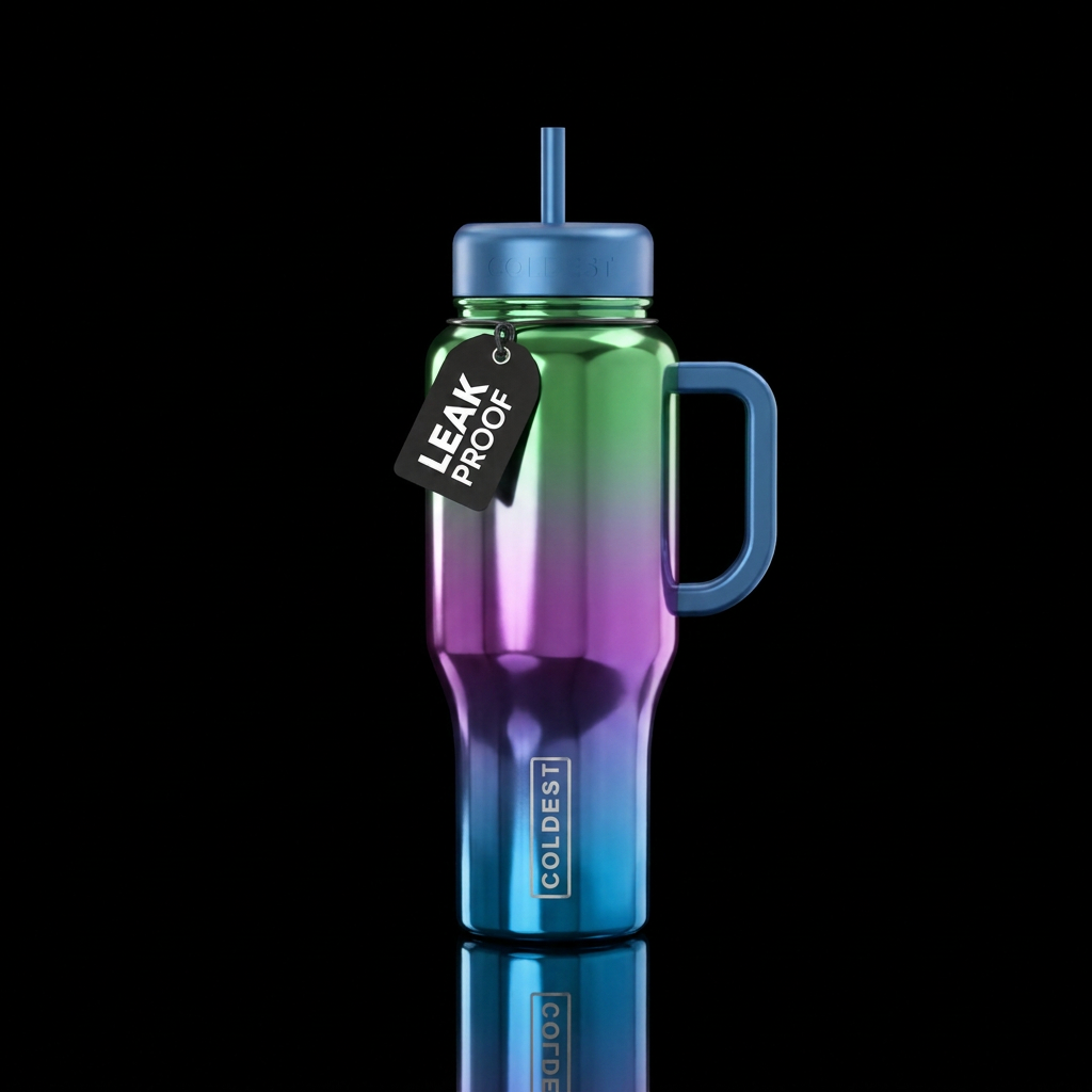Shiny metallic green shiny metallic purple shiny m... water bottle design