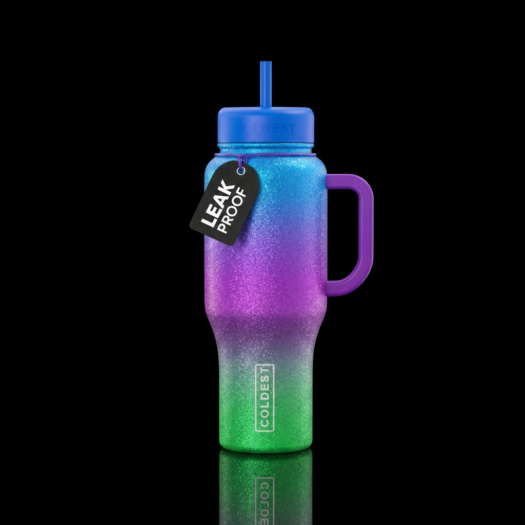 Nerds popsicle inbued ombre green purple blue spar... water bottle design