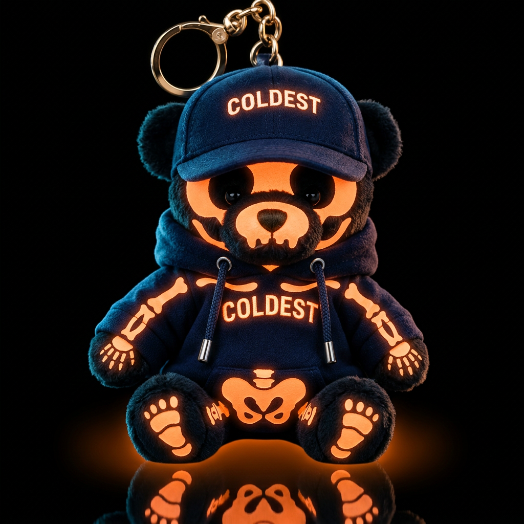 Glowie orange halloween skeleton bear funny scary,... water bottle design