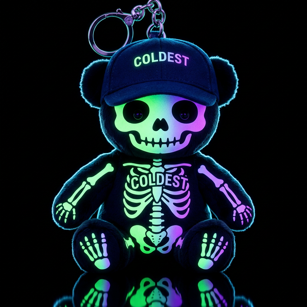 Glowie halloween skeleton funny scary, neon water bottle design