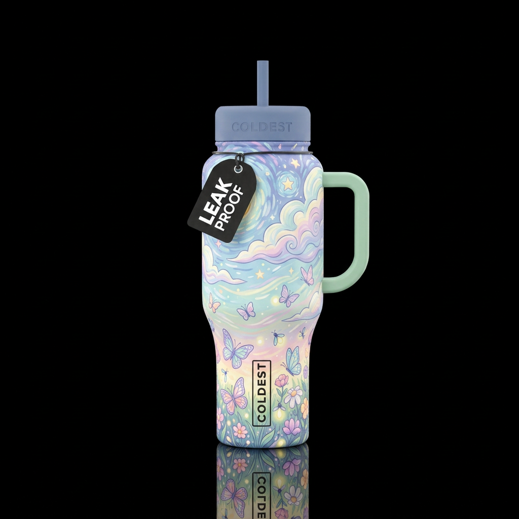 Bright pastels Van Gogh inspired starry days with ... water bottle design