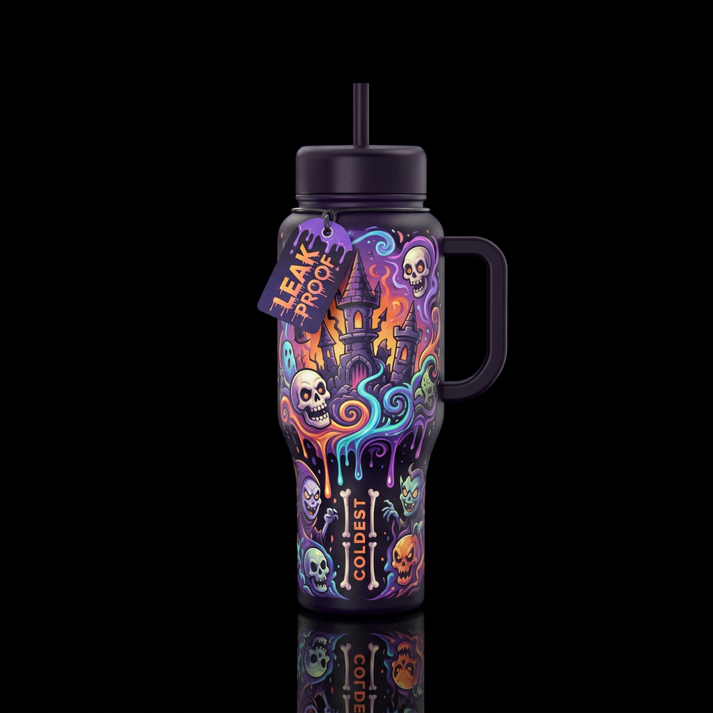 DoomsDay, scary, funny, vibrant, fantasy, modern, ... water bottle design