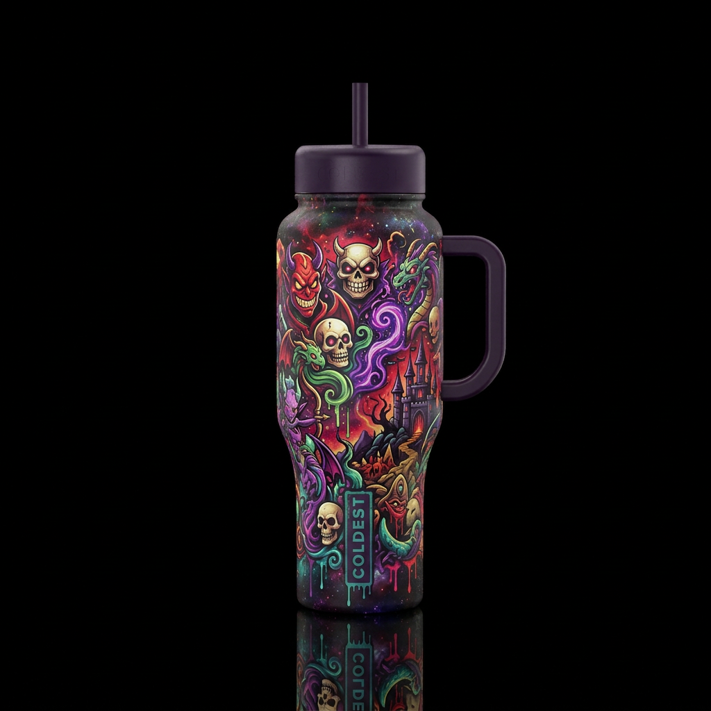 DoomsDay, scary, funny, vibrant, fantasy, modern, ... water bottle design