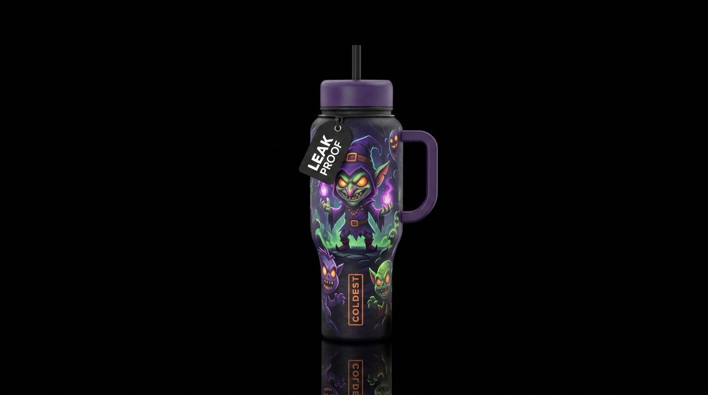 Cartoon Halloween goblins scary funny with other H... water bottle design