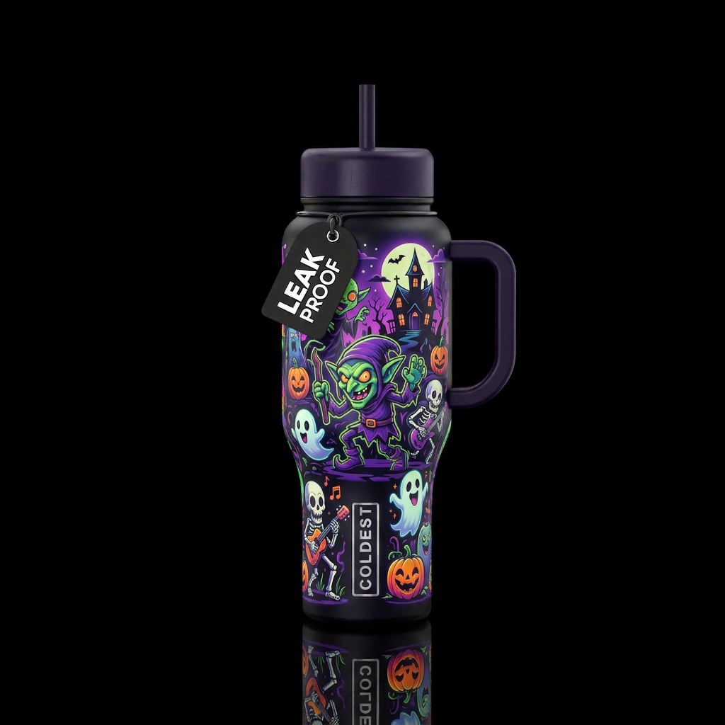 Cartoon Halloween goblins scary funny with other H... water bottle design
