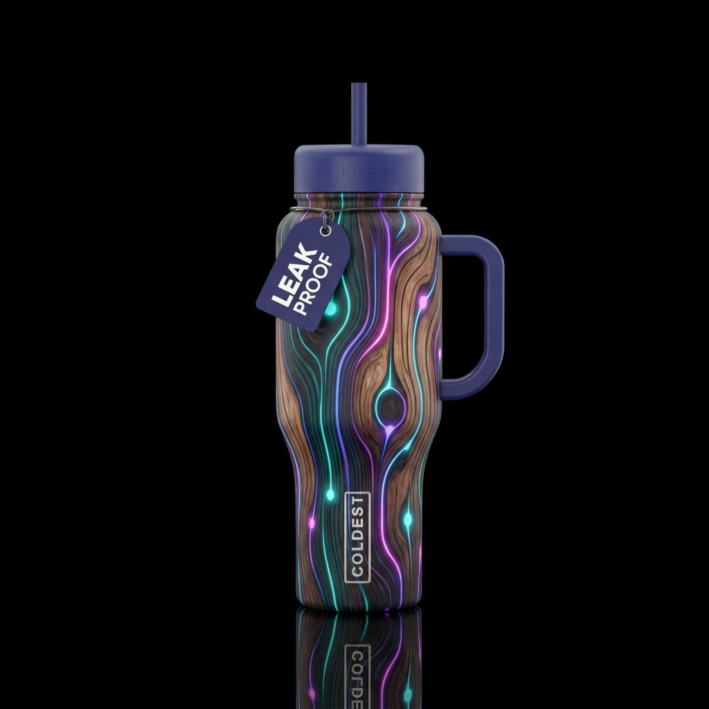 Natural wood grain with Neon wood grain, beautiul,... water bottle design