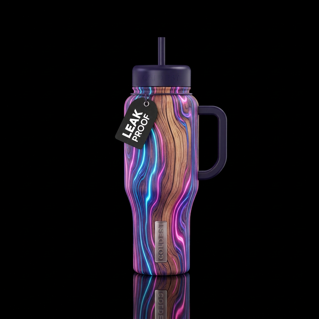 Natural wood grain with Neon wood grain, beautiul,... water bottle design