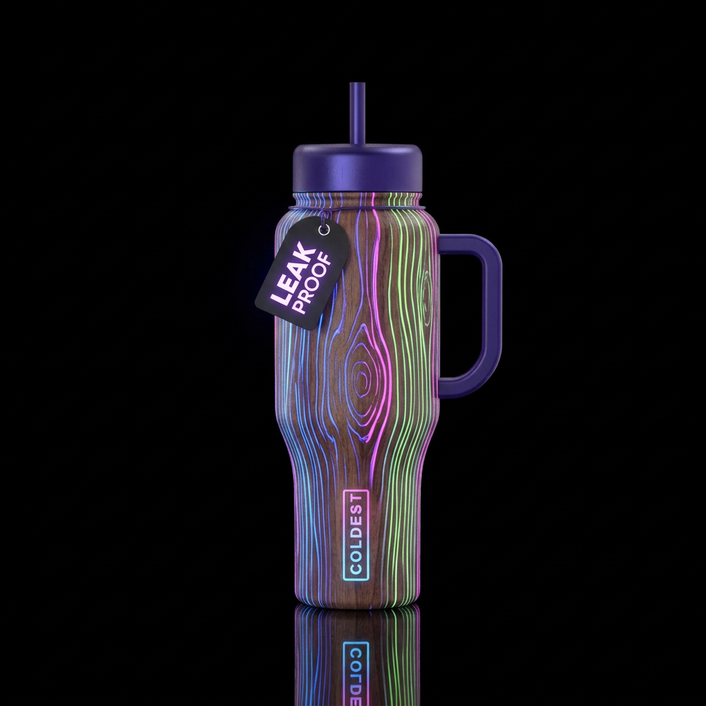 Natural wood grain with Neon wood grain, beautiul,... water bottle design