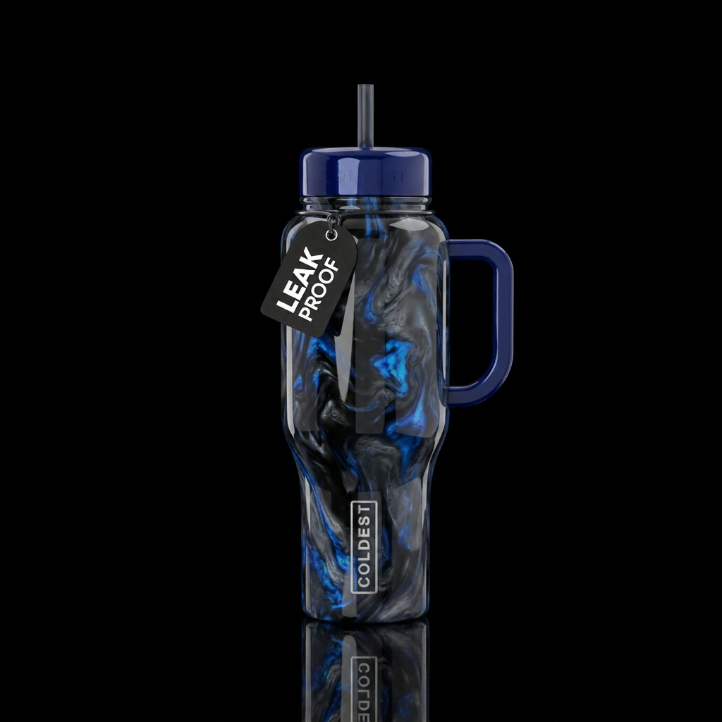 Smoky looking Sapphire opal with glossy black grou... water bottle design