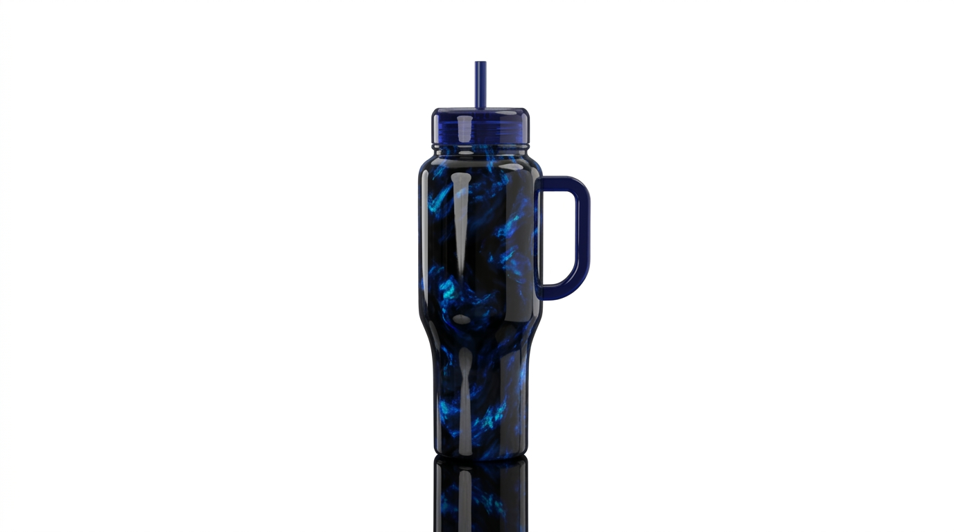 Smoky looking Sapphire opal with glossy black grou... water bottle design