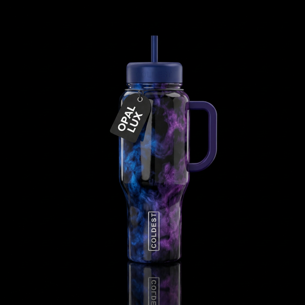 Smoky looking Sapphire opal and Amethyst opal with... water bottle design