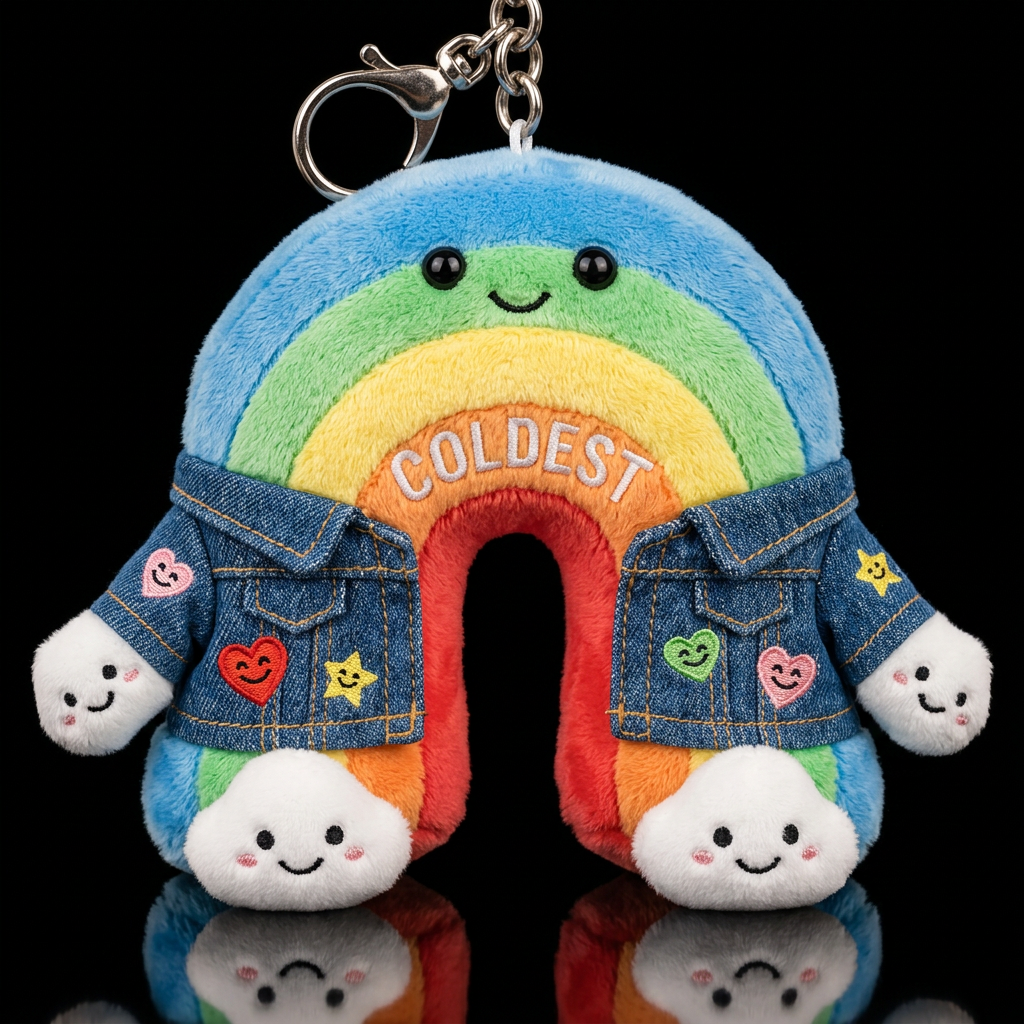 Dreamy stuffed rainbow with eyes and smiling embro... water bottle design