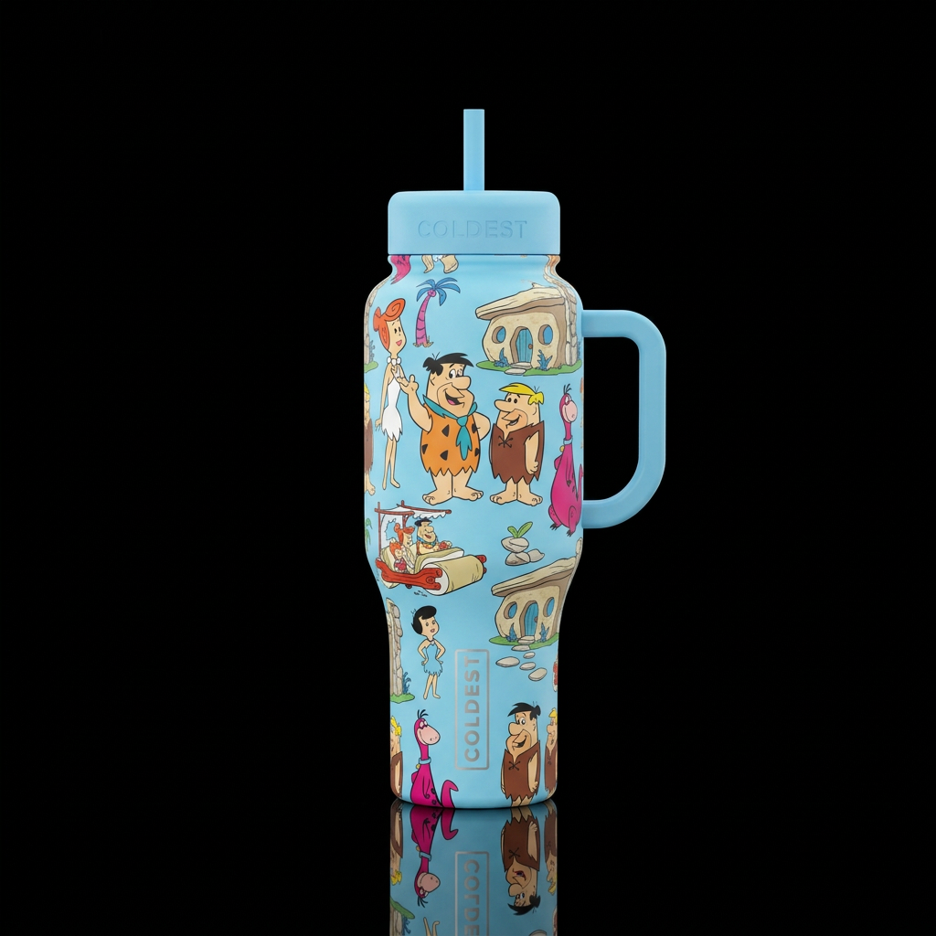 The Flintstones inbued cartoon, funny, fantasy, be... water bottle design