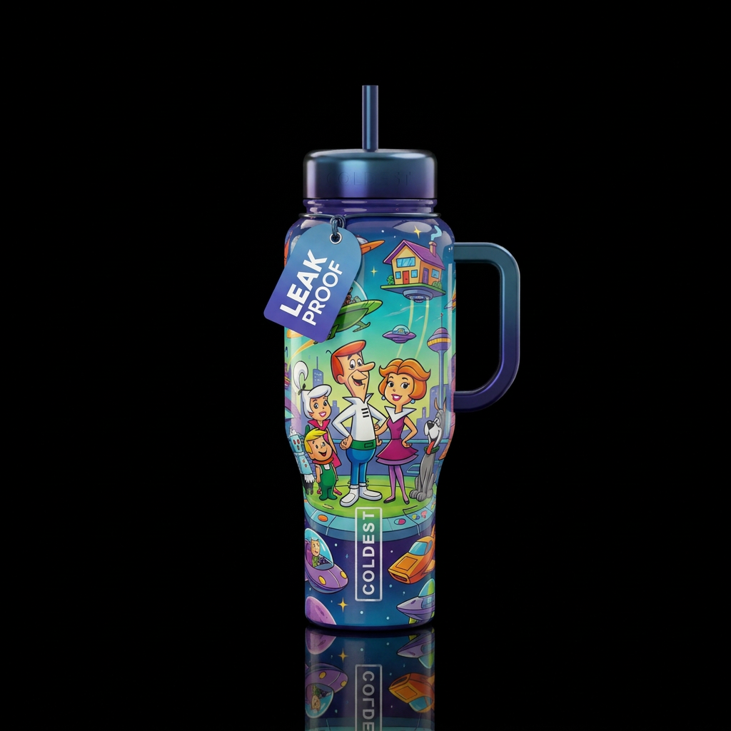 Meet the Jetson's inbued cartoon funny futuristic,... water bottle design