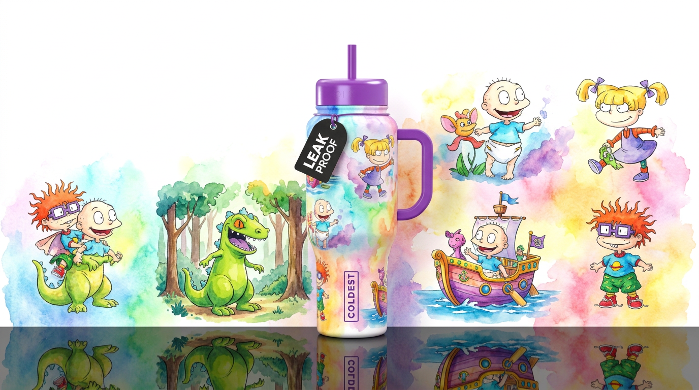 Rugrats inspired cartoon funny, imaginative,magica... water bottle design