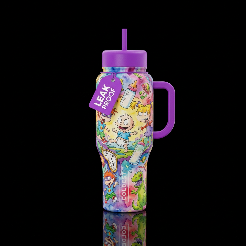 Rugrats inspired cartoon funny, imaginative,magica... water bottle design