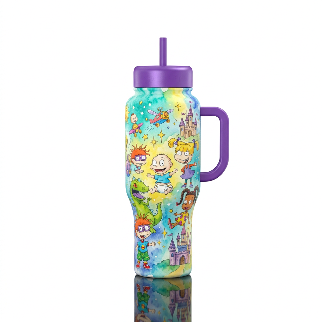 Rugrats inspired cartoon funny, imaginative,magica... water bottle design