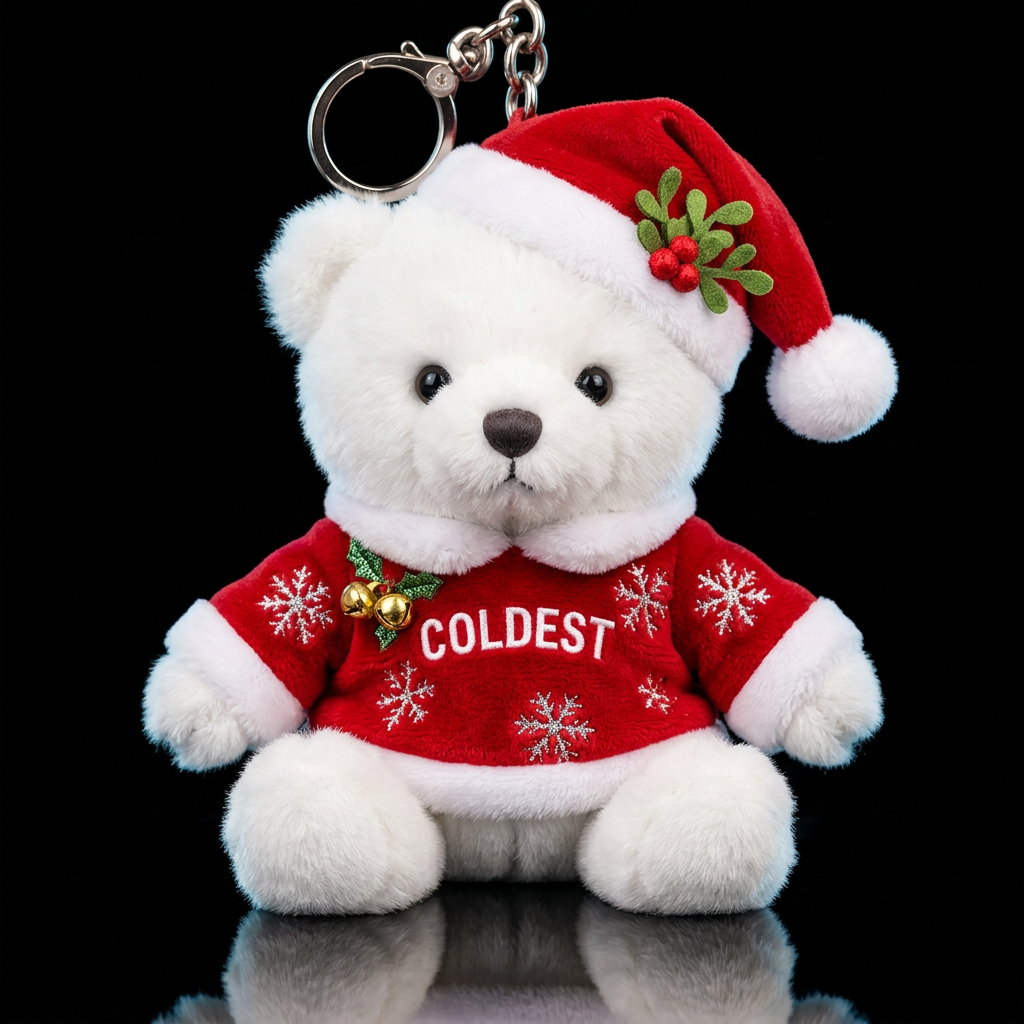 Stuffed Polar Bear wearing red Santa suit embroide... water bottle design