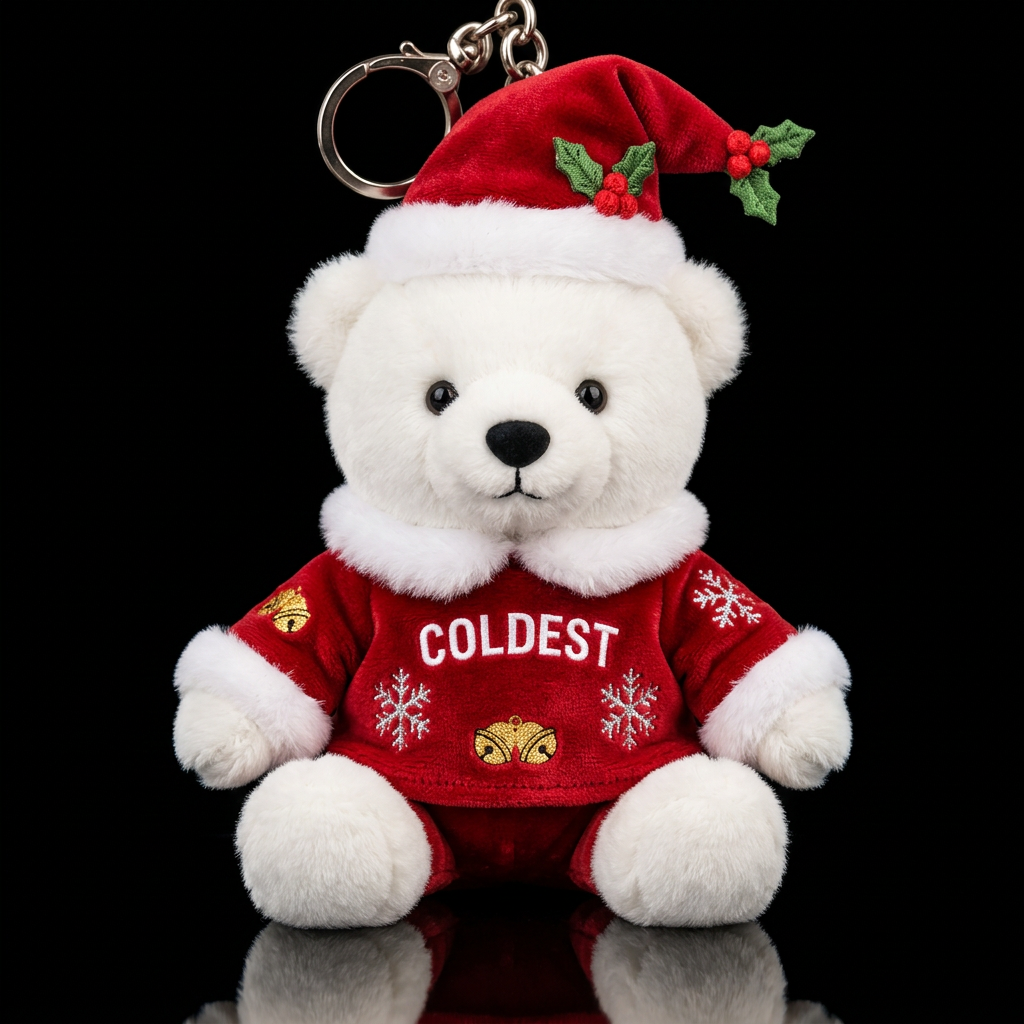 Stuffed Polar Bear wearing red Santa suit embroide... water bottle design